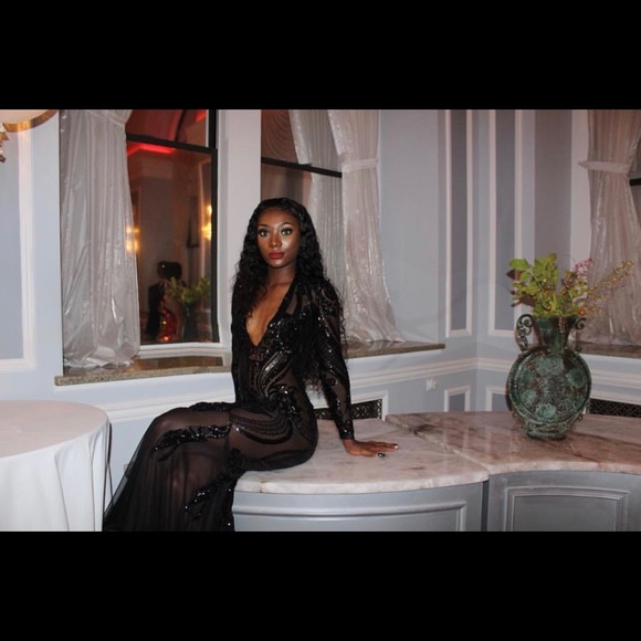 Custom Made Dresses & Skirts - Black Sheer Embellished Gown / Prom Dress Custom Made Dresses & Skirts - Black Sheer Embellished Gown / Prom Dress